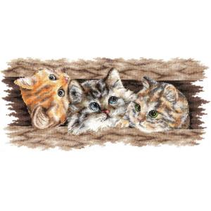 刺繍 輸入キット ANDORIANA Fluffy trio F-69 | クロスステッチキット 刺繍 子ねこ ねこ かわいい