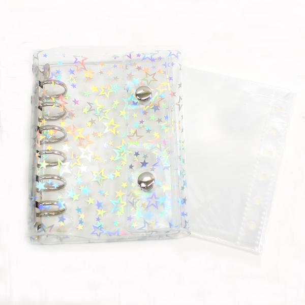 キラキラシール手帳 サイズA7 シート10枚付 | 推し活グッズ シール帳 バインダー 透明 マシュ...