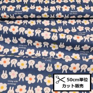 生地 ダブルガーゼ うさぎ 柄 綿 100％ 布 / ミニうさぴょんのダブル
