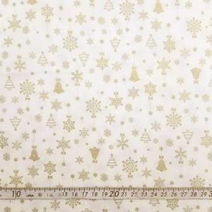 クリスマス生地（布）クリスマスオーナメント 雪の結晶 ベル ツリー モチーフ アイボリー(30cmより10cm単位）
