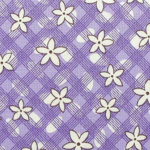白花チェック 紫地 Marcus fabrics Aunt Grace’s ApronUSAプリント生地 巾１１０cm×10cm＝170円（30ｃｍ以上から）｜shugeiya