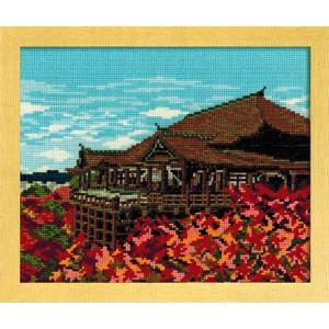 オリムパス　クロスステッチ 刺繍キット（刺しゅうキット） 紅葉と清水寺　　｜shugeiya