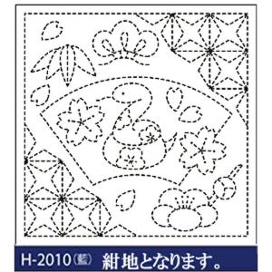 刺し子 リハビリ（作業療法）花ふきん布パック　巳と花菱(藍） オリムパス｜shugeiya