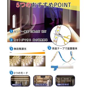テープライト 人感センサー カット可能 乾電池...の詳細画像1