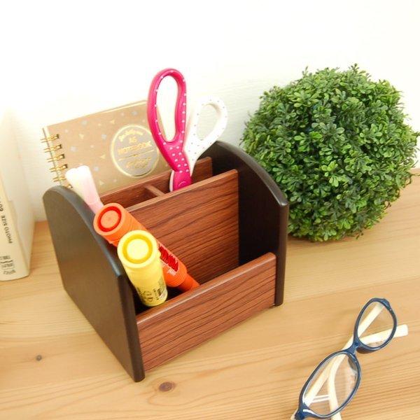 卓上収納ケース くるくるラック リモコンラック 回転収納 木製 小物入れ 収納 卓上収納ケース 文具...