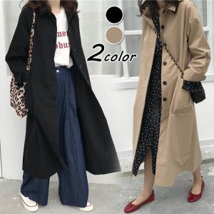 トレンチコート レディース 40代 ロングジャケット スプリングコートカーキ 黒ジャケット ライトアウター 秋服 韓国風 カジュアル オーバー 30代 40代 50代 Y Aura 通販 Yahoo ショッピング