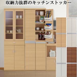 キッチンストッカー 収納庫 低ホルムアルデヒド仕様Ｆ☆☆☆☆ 扉ポケット付き 木製 幅61 高さ180 日本製 完成品