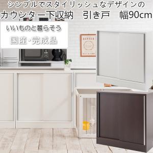 カウンター下収納 引き戸 幅120 シンプルデザイン リビング収納 日本製