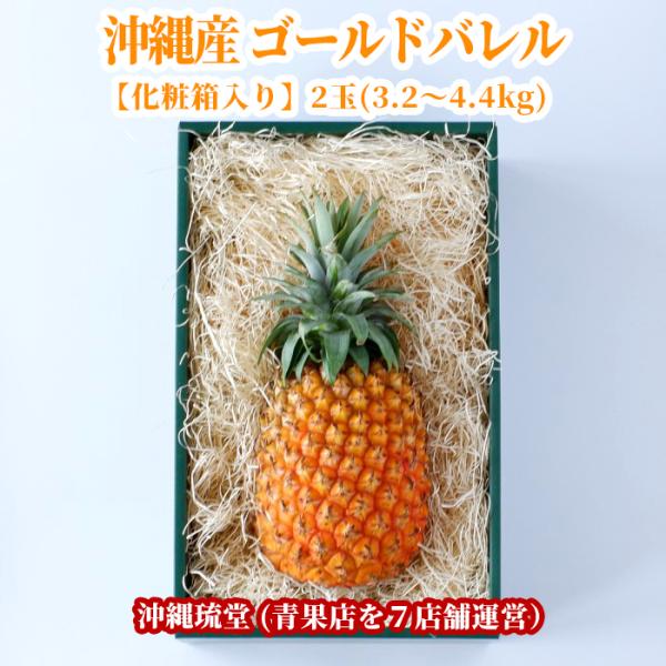 【ギフト最大限対応】沖縄県産大玉ゴールドバレル (国産最高級パイナップル) 1玉化粧箱×2箱(2玉計...