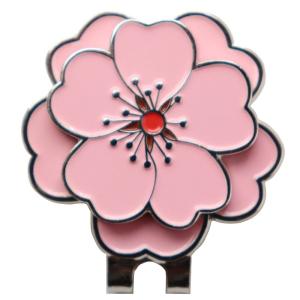 桜 ゴルフマーカー ハットクリップ マグネット（磁石）着脱 サクラの花びらをデザインしたボールマーカー (薄ピンク)