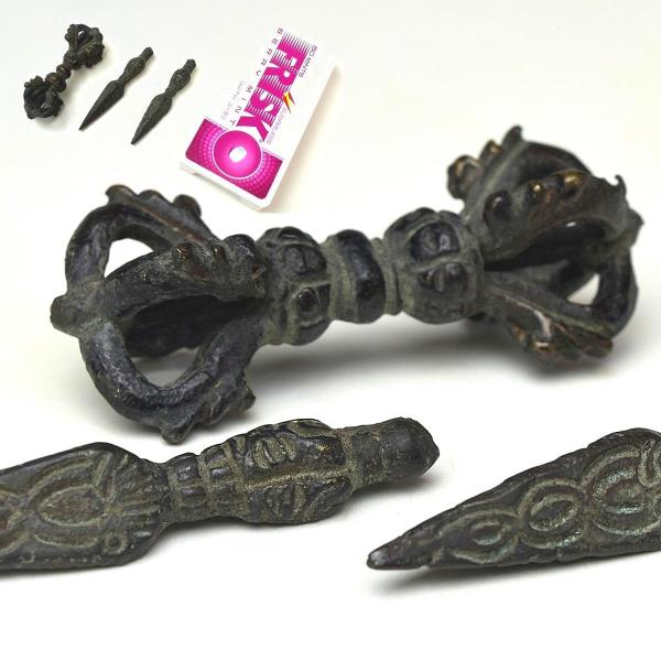 【趣楽】 仏教美術　時代　古銅独鈷二種三件　仏具　Ｓ１５６１