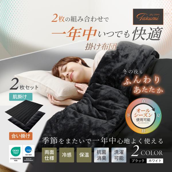 GOKUMIN 掛け布団 2枚合わせ シングル 洗える 吸湿発熱 軽量 抗菌防臭 オールシーズン対応...