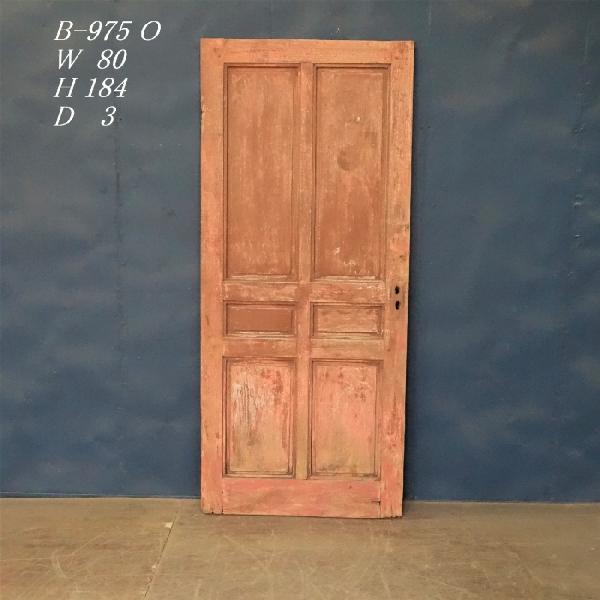 B-975O■W80×H184 アンティーク木製ドア 片開き チーク材 リノベーション 古い洋館の扉...