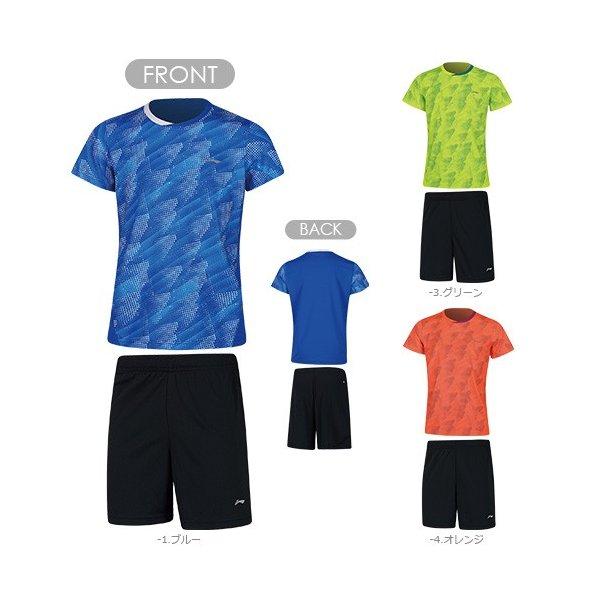リーニン バドミントン ウェア LI-NING JUNIOR ゲームシャツ+ハーフパンツセット AA...