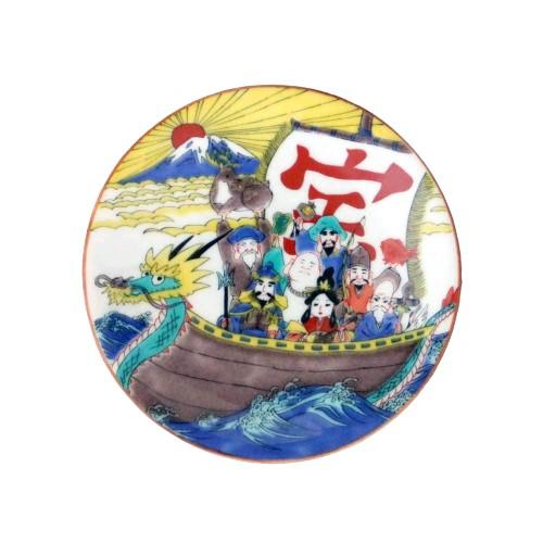 七福神宝船 KSO-207 九谷焼 青郊窯 小皿　飾皿