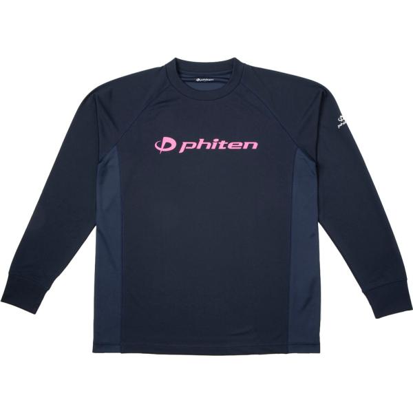 ファイテン PHITEN RAKUシャツSPORTS SMOOTH DRY 長袖 ネイビー×ロゴピン...