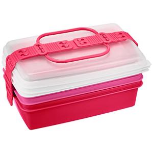 サンコープラスチック ピクニックランチボックス ファミリーパック 3段 取り皿3枚付き ピンク