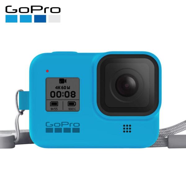 GoPro HERO8 スリーブ ランヤード ブルー 青 シリコンケース AJSST-003 ゴープ...