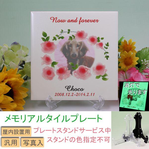 ペット用メモリアルタイルプレート　蓄光　写真入　デザイン2