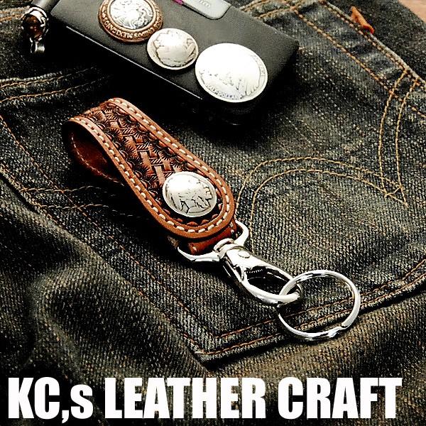 KC,s オリジナルコンチョキーリング バスケット /牛革キーホルダー 送料無料 本革 メンズ 革 ...