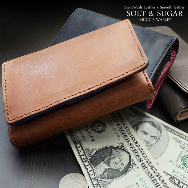 三つ折財布 メンズ 革 送料無料 ＰＩＮ ソルトアンドシュガー SALT&amp;SUGAR EVISU（エ...
