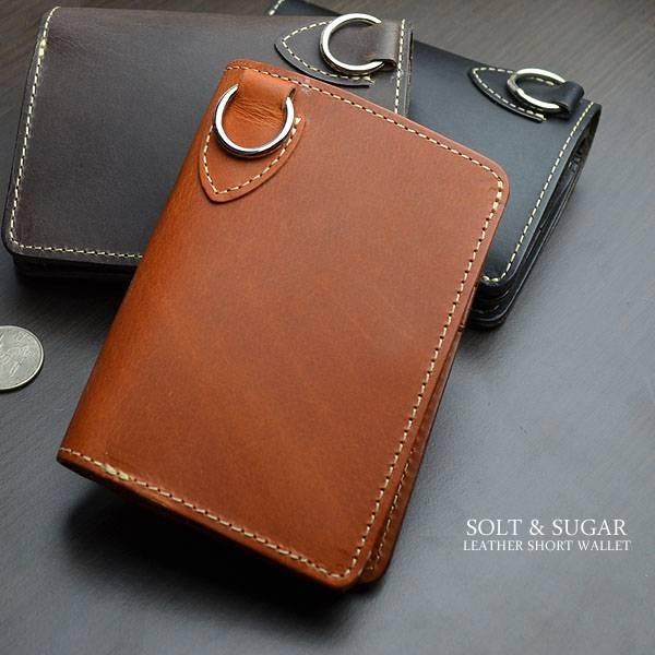 二つ折り財布 メンズ 送料無料 ソルト＆シュガー レザーウォレット 牛革製 ハンドメイド 男性用 紳...