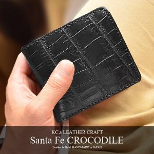 クロコダイル 二つ折り財布 ファゴット ブランド財布 MJ-09W BLACK 代