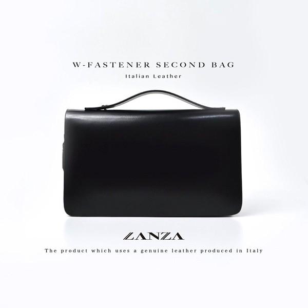 セカンドバッグ【送料無料】LANZA ランザ イタリア製 カウハイドレザー ダブルファスナーセカンド...