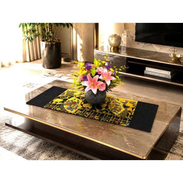 【(16)2484】30.5×75cm/扇面花草文/テーブルセンター/和風/帯リメイク/日本製