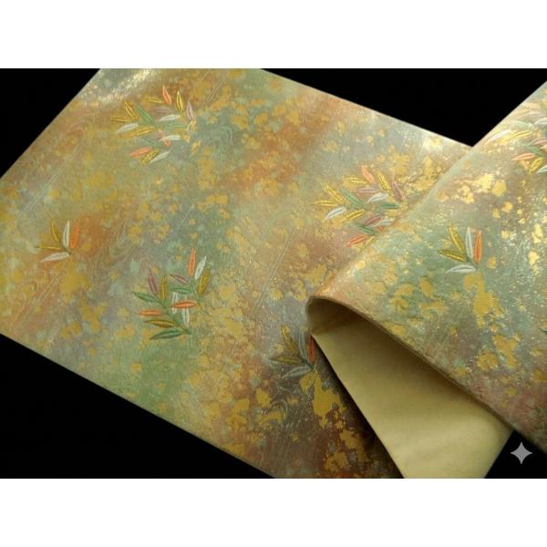 【(16)2488】31×99cm/笹草文/テーブルセンター/和風/帯リメイク/日本製