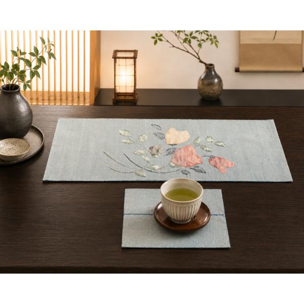 【(16)2498】31×84cm・20.5×31/紬・花葉文/テーブルセンター/和風/帯リメイク/...