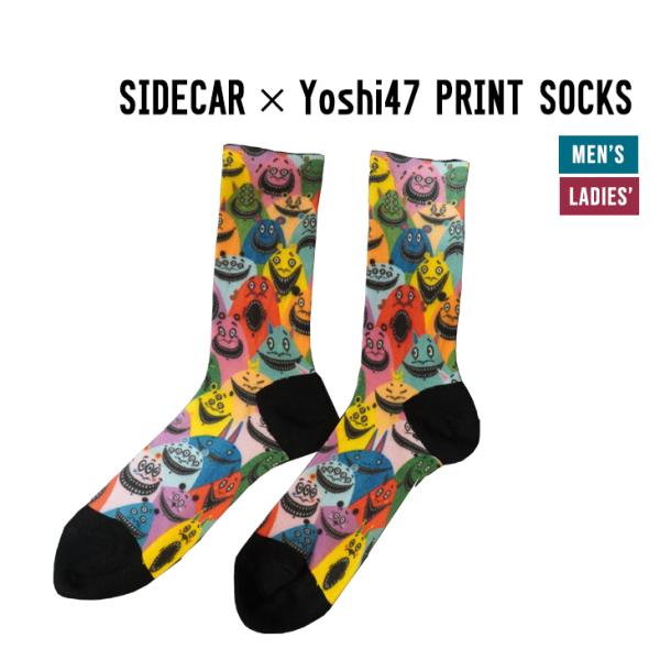 SIDECAR × Yoshi47 PRINT SOCKS サイドカー プリントソックス 靴下 限定...