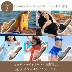サンダル レディース ローヒール ひらひら か...の詳細画像3