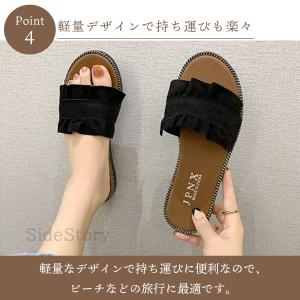 サンダル レディース ローヒール ひらひら か...の詳細画像4
