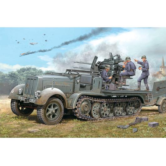 トランペッター 01523 1/35 独sd.kfz.7/1 2cmフライクーゲルw/トレーラー