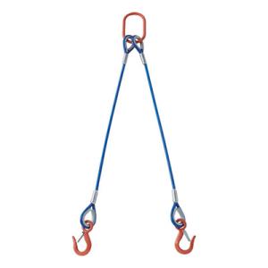 トラスコ TRUSCO 2本吊り玉掛けワイヤロープスリング カラー被覆付 アルミロックタイプ 青透明...