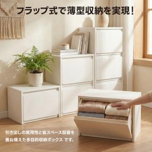 収納ボックス フラップ扉 前開き 引き出し 収...の詳細画像2