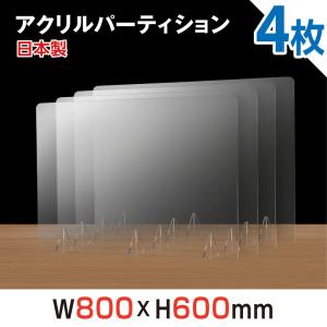 [4枚] [日本製] [強度バージョンアップ] 飛沫防止 透明アクリルパーテーション W800*H600mm デスク用仕切り板 コロナウイルス jap-r8060-4set｜signkingdom