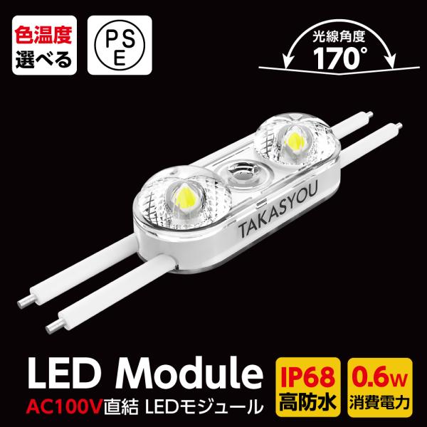 新商品 LEDモジュール カバーレンズ一体式 2灯タイプ IP68 防水 電球色 昼光色 6500k...