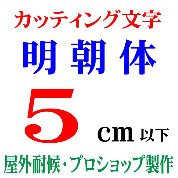 屋外耐候 明朝体 5ｃｍ以下　カッティング文字 カッティングシート カッティングシール 切り文字 文...