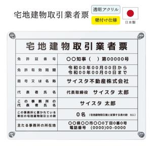 宅地建物取引業者票 令和7年4月改訂版 看板 法令サイズ 宅建 建築 宅地建物 アクリル おしゃれ 業者票 登録票 透明 クリア シンプル｜デザイン：E001 クリア｜サインスタイルYahoo!店
