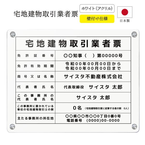 宅地建物取引業者票 令和7年4月改訂版 看板 標識 宅建 建築 宅地建物 アクリル 看板製作 おしゃ...