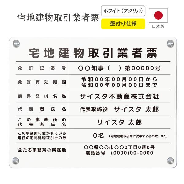 宅地建物取引業者票 令和7年4月改訂版 看板 標識 宅建 建築 宅地建物 アクリル 看板製作 おしゃ...
