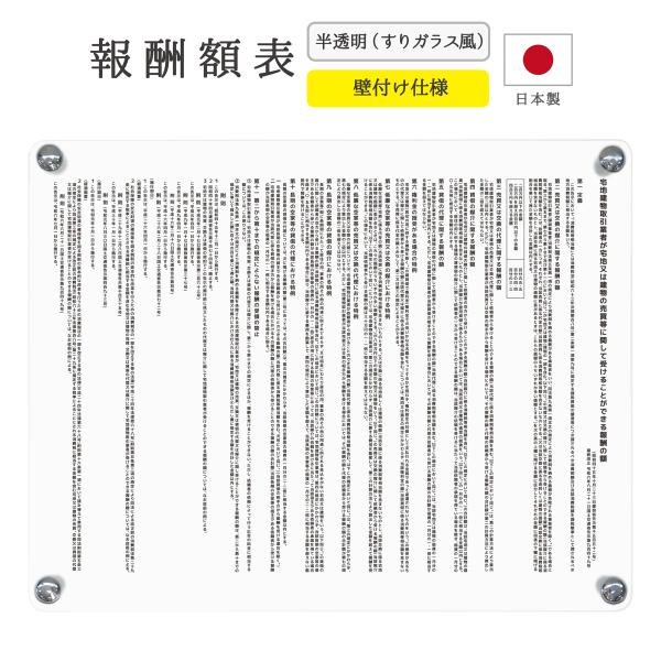 報酬額表 改正版 不動産 報酬 宅建 看板 法令サイズ 報酬額 宅地建物 宅建業者 すりガラス風 ア...