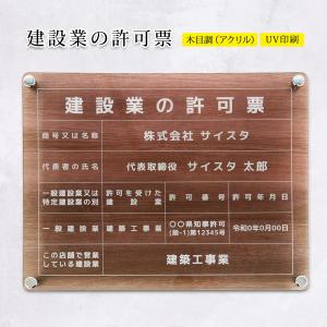 建設業の許可票 デザインパターンver 看板 標識 建設業 許可票 建設業許可票 アクリル おしゃれ 錆びない ウッド ヴィンテージ ｜ デザイン：A001 木目調｜サインスタイルYahoo!店