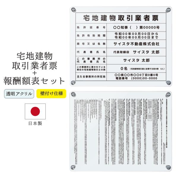 宅地建物取引業者票 令和7年4月改訂版 報酬額表 看板 標識 宅建 宅地建物 アクリル 宅建業者票 ...