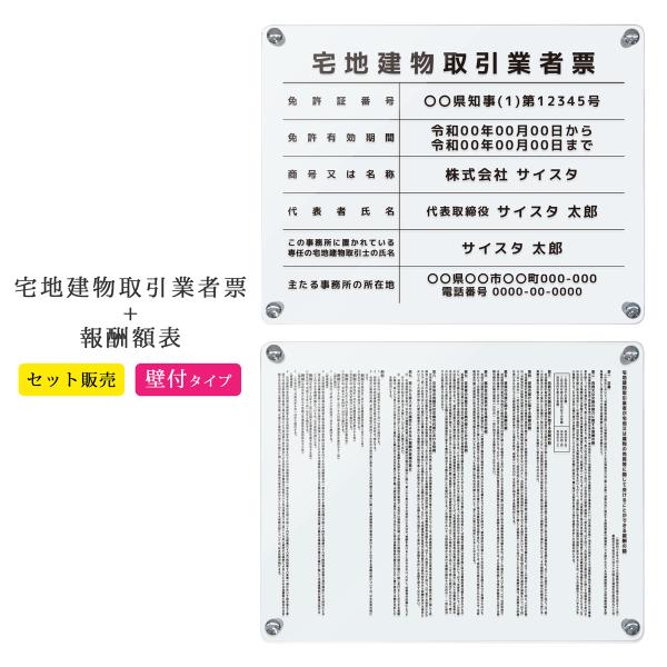 宅地建物取引業者票 令和7年4月改訂版 報酬額表 看板 標識 宅建 アクリル 宅建業者票 透明 クリ...
