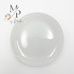 YW 菊皿 21cm 日本製 美濃焼 陶器 洋食器 白い食器 白磁 ポーセリン