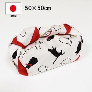 ランチクロス 風呂敷 小風呂敷 お弁当包み ふろしき ねこ 猫 ネコ 50cm 綿100% 日本製 国産 おしゃれ かわいい 大人 男性 女性