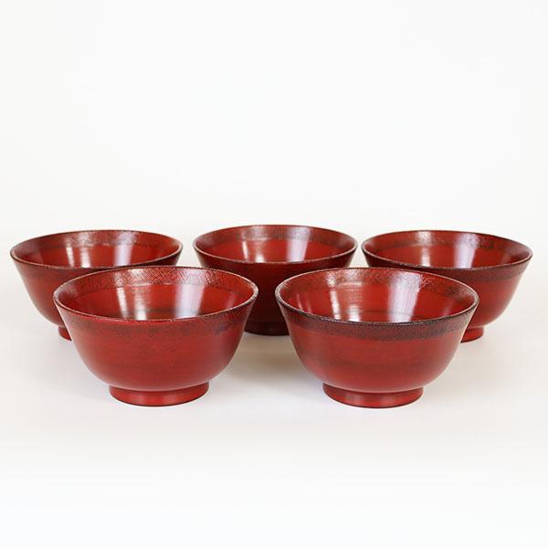 お椀 汁椀 木製 羽反り 布貼り 根来 赤 ５客 5個 セット 漆器 漆塗り 400ml 味噌汁 ス...